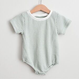 Green Striped Waffle Knit Bodysuits Size 6-12M